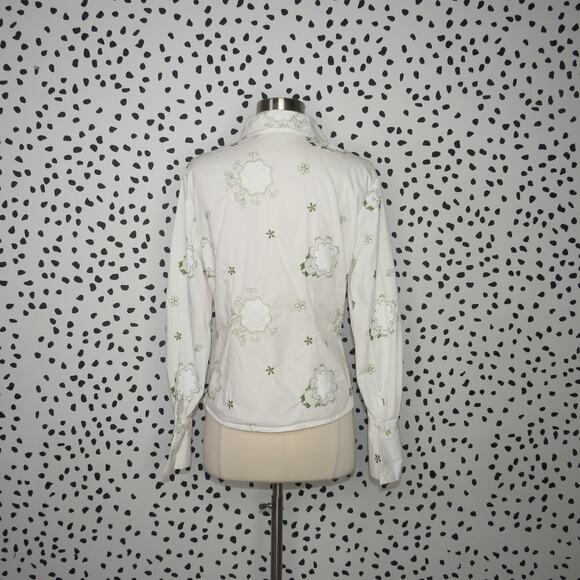 Samuel Dong White Embroidered Floral Button Up Long Sleeve Shirt - Picture 5 of 9